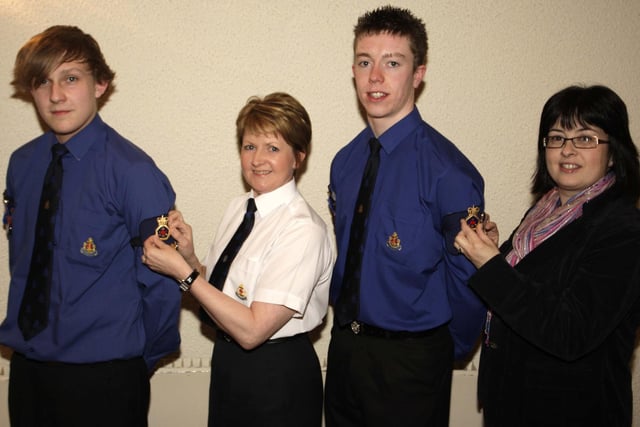 Two members from Kilraughts BB Andrew Reid (left) and Thomas Skelton, pictured in 2009 at their annual Inspection & Display receiving their Queens' Badge from their respective mums, Jenny and Wilma
