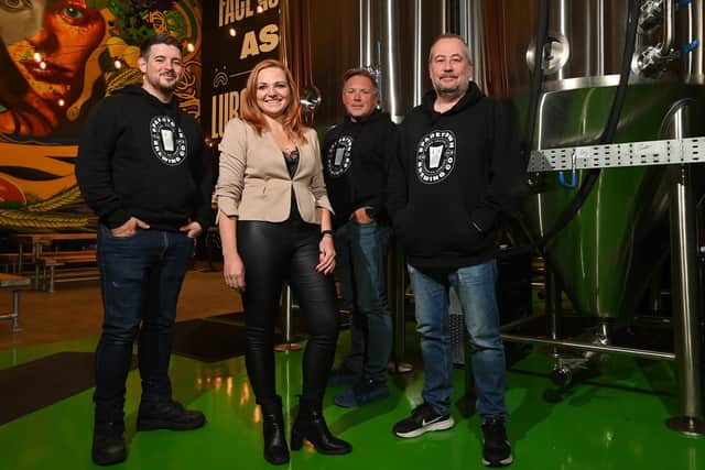 Pictured (L-R) are: Criostoir McConville, brewer; Annie David, commercial director; Dave Graham, brew guru; and Spadetown co-founder, Martin Dummigan.