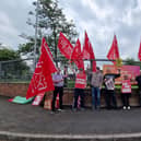 Workers from NIPSA including bus drivers, classroom assistants and canteen staff, went on strike this week over pay. Pictured here are some of those on the picket line outside Ceara Special School in Lurgan, Co Armagh.