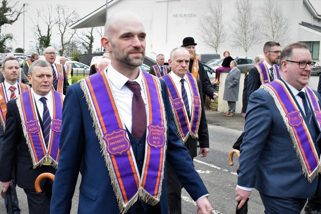 Local brethren at the County Antrim Grand Royal Arch Purple Chapter parade