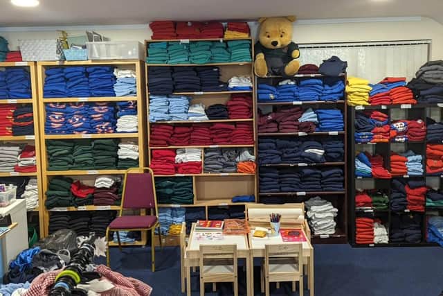 The School Uniform Bank at Trinity Methodist Church has plenty of uniforms  and supplies on hand for local families struggling to kit out their kids for the new school term. Pic credit SUB