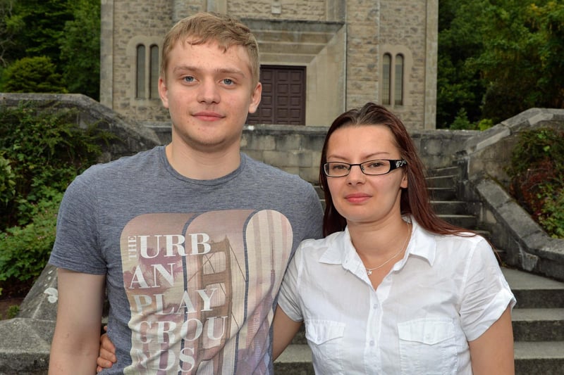 St Killian's College student, Dariusz Halasa pictured with his mum, Joanna after receiving three A stars, six As and two Bs in his GCSE exams in 2015. INLT 34-021-PSB