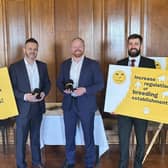 Lagan Valley MLA Robbie Butler recently met with representatives of the Dog's Trust during an event at Stormont. Pic credit: Contributed by Robbie Butler MLA