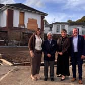 Jacqueline Armstrong, Northern Trust Director of Allied Health Professionals, Intermediate Care and Integrated Discharge; Hugh Clarke, Vice President of the Board of Trustees, Diane Spence, Northern Trust Director of Adult Community and Older People Services and Paddy Graffin, Northern Trust Director of Infrastructure, visiting the site of a major development project at the Robinson Memorial Hospital in Ballymoney.