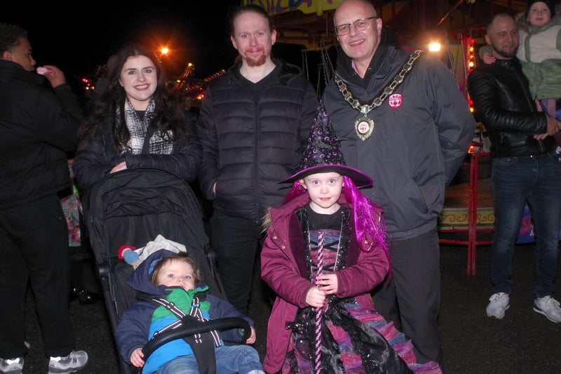 Mid Ulster District Council Chairperson Cllr Dominic Molloy pictured with one of the many families who attended Tuesday evening's event.