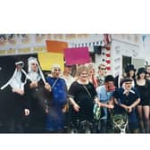 Some of the fancy dress parade participants from previous Portrush Raft Race years.