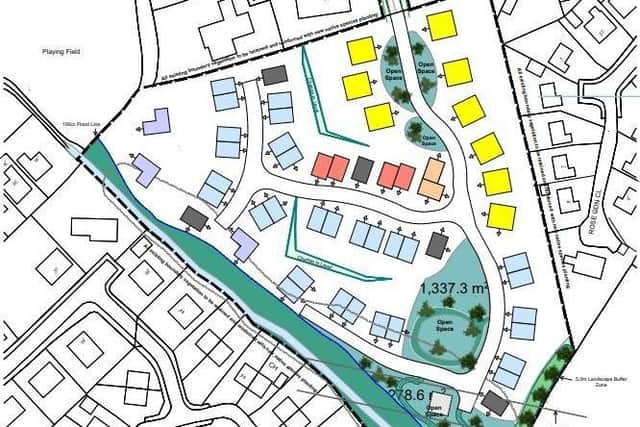This conceptual site layout gives an idea of how the site could be developed, with a number of different house types and sizes. Credit: ABC Planning portal