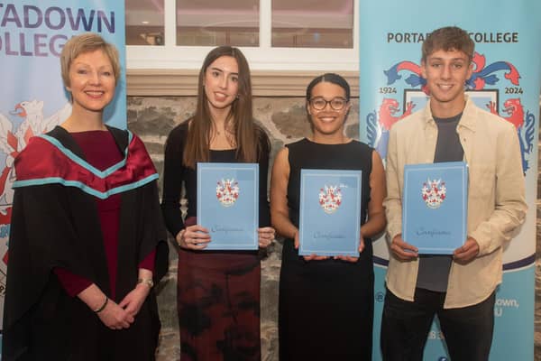 Miss Gibb pictured with students who were awarded prizes for Academic Achievement at A Level.