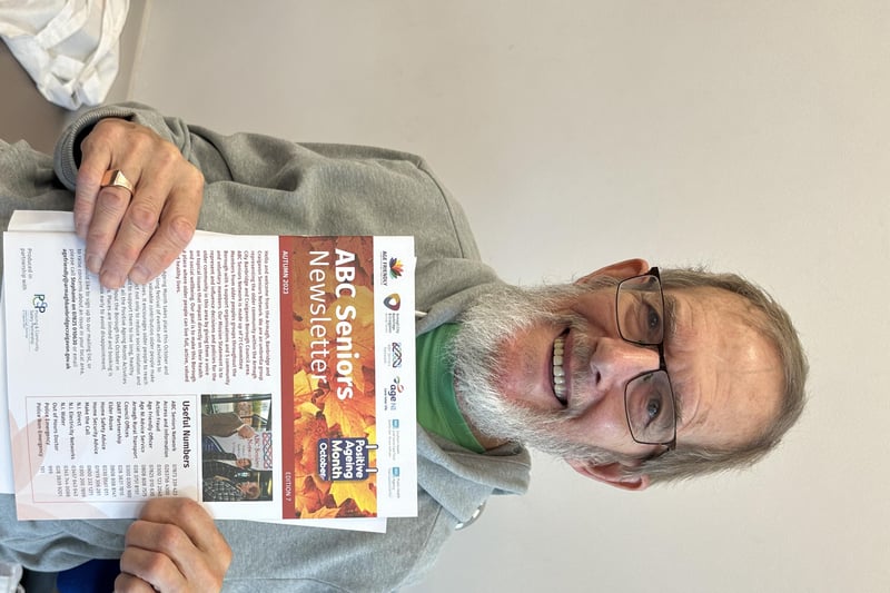 John with the ABC Seniors newsletter which contains the full programme of events happening in the ABC Borough for Positive Ageing Month.