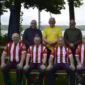 Back row, from left to right, are: Paul Mawhinney, James Hunter, Trevor Stuart and Stephen Ramsay. Front: Sam McKinty, John Wilson, Thomas Craig (Captain), Robert Todd, and David Irvine. Courtesy of James Hunter