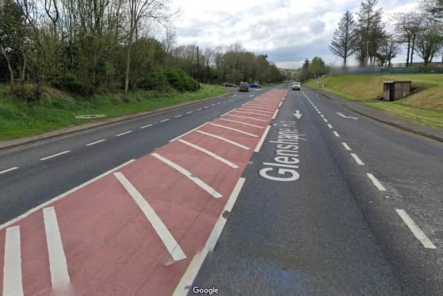 Police say a man in his 30s was arrested following yesterday afternoon's two-vehicle collision on the Glenshane Road. The road was closed for a time between Glen Road and Fivemilestraight. Credit: Google Maps