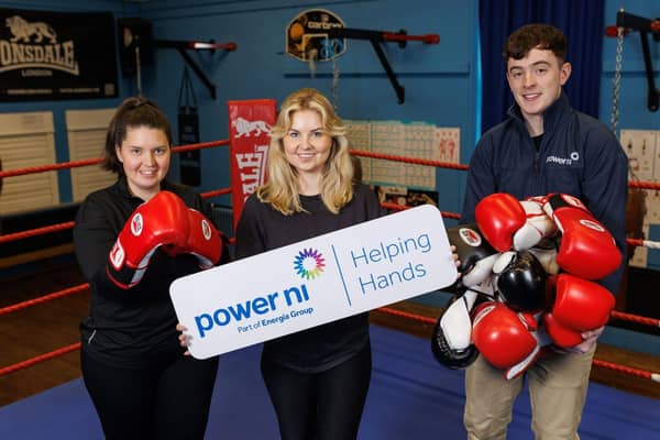 Power NI’s Lauren White, City of Belfast Boxing Academy's Cherie Getty and Power NI’s Myles Grant