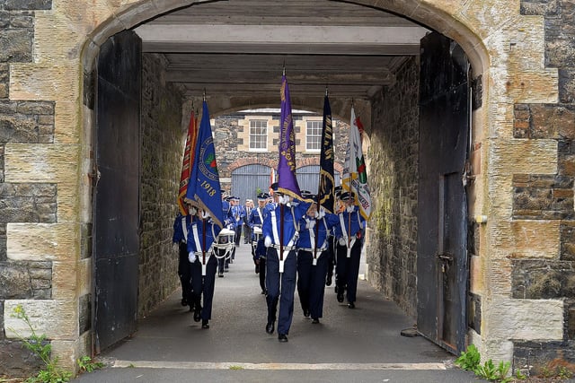 The annual Ancre Somme Association Parade begins its journey from the courtyard of Brownlow House on Saturday evening. LM27-220. Photo by Tony Hendron