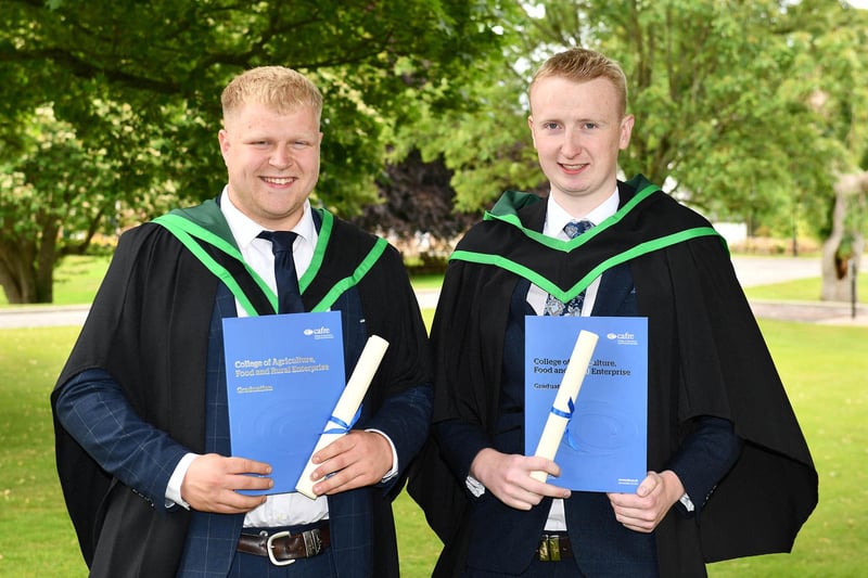 Robert Waugh from Castlederg and Robert McLaren from Augher graduated with BSc (Hons) degrees in Sustainable Agriculture at the CAFRE Higher Education graduation ceremony.