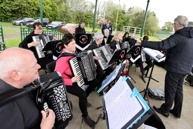 East Antrim Seniors Accordion Orchestra performing on the historic occasion.