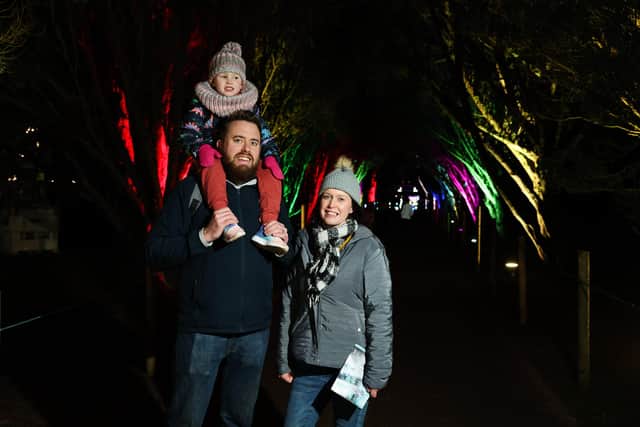 Mark and Louise Davidson with daughter Aoife (4) at the Enchanted Winter Garden community night.