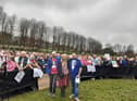 Tears at rally in support of Natalie McNally's family in Lurgan Park today. Natalie was murdered in her own home at Silverwood Green in Lurgan, Co Armagh on December 18, 2022.