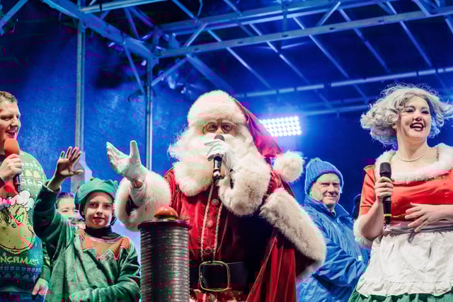 Santa and Mrs Claus take to the stage.