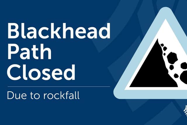 The path remains shut amid concerns over further rockfall.
