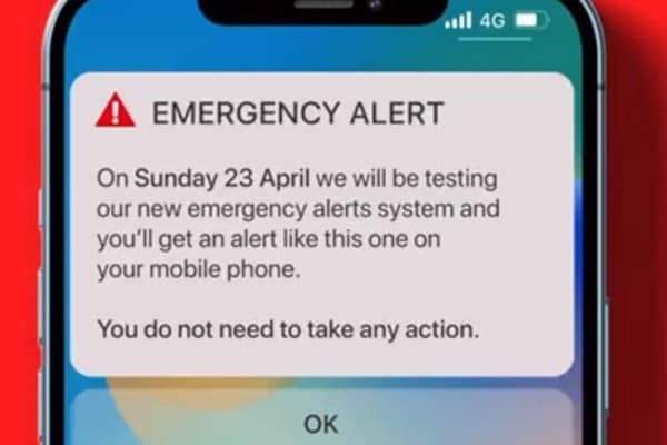 An emergency alert will be sent across UK on 23 April. Picture: Cabinet Office