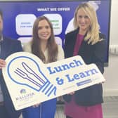 HR Professional Lauren Glencross with Danske Bank Head of Small Business Banking, Ryan Mawhinney and CEO of Mallusk Enterprise Park, Emma Garrett. (Pic: Contributed).