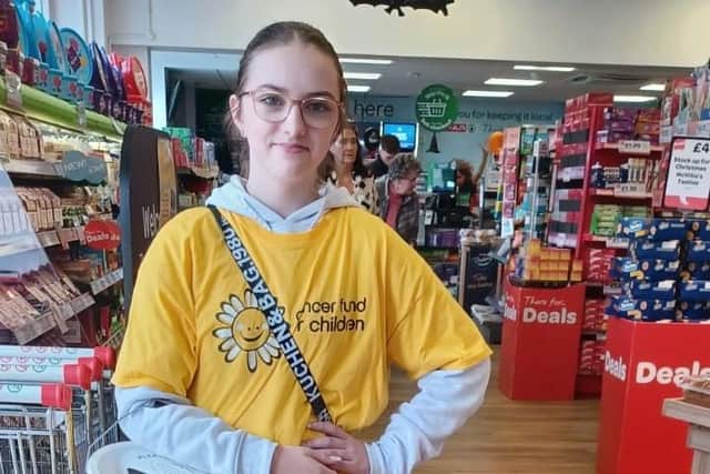 Lucy collecting at the Dromore Road Spar in Banbridge.