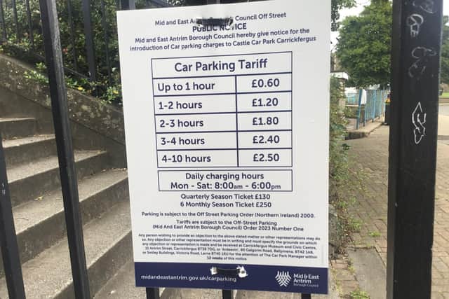 Proposed Castle Car Park charges. Pic courtesy John Stewart.