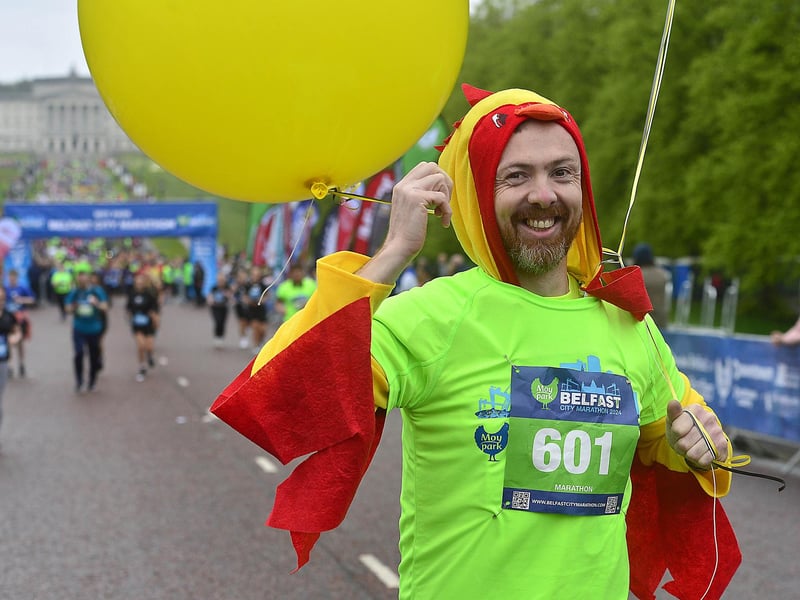 Enjoying the atmosphere of the Belfast Marathon.