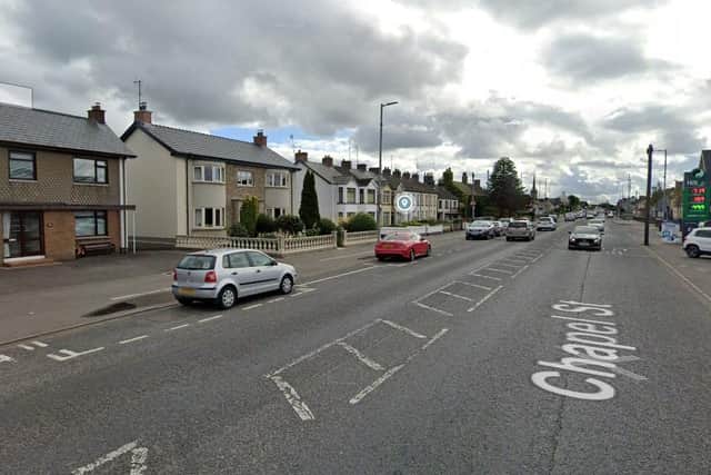 Local MP Cathal Mallaghan has raised safety concerns about traffic arrangements at Chapel Street, Cookstown. Credit: Google