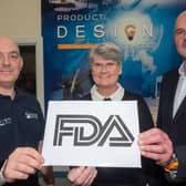 William and Judy Purvis, owners of Cinchortho in Coleraine pictured with North West Regional College Product Design Centre Manager Philip Devlin. 