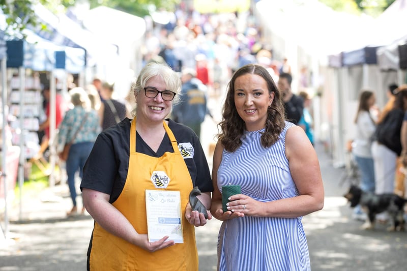 Fiona from The Honeycomb Cabin with Cllr Claire Kemp