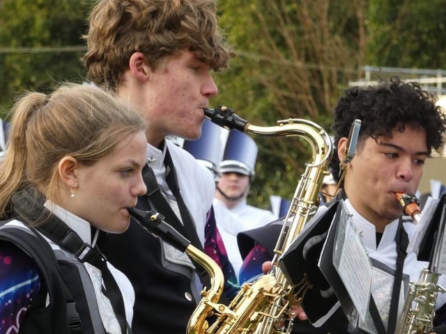Clover High School Marching Band  were watched by large crowds.