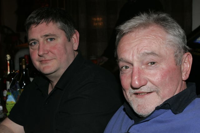 James McMullan and Tom Christie pictured at the Kilraughts YFC table quiz held at the Scenic Inn Armoy in 2009