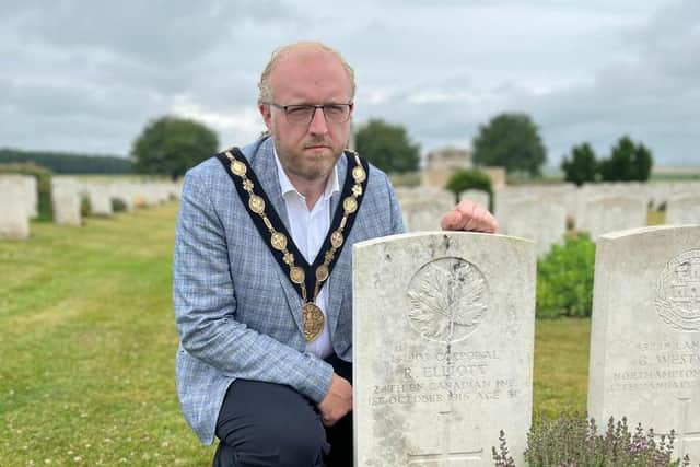 Mayor Gowan’s great-grandfather, Richard Elliot (who was born in County Fermanagh), a Corporal in the Canadian Infantry (Quebec Regiment) was one of many brave soldiers who lost his life during this battle, aged just 32. Pic credit: Lisburn and Castlereagh City Council