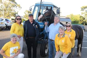 Breige McGarry and Ann Stratton (Marie Curie), Brendan Butler (Heavy Horse Society) Sharon McLean (Marie Curie), Irvine Kane (North Antrim Vintage Club) and Moira Brown (Marie Curie_. Credit McAuley Multimedia