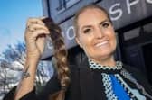 Joan Dunlop 'Braves The Shave' for Ulster Hospital Macmillan Cancer Unit. Pic credit: SEHSCT