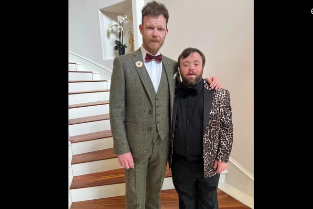 Actors Seamus O'Hara and James Martin who starred in Oscar winning movie An Irish Goodbye have their photo taken before they headed to the Oscar ceremony in Los Angeles, California.