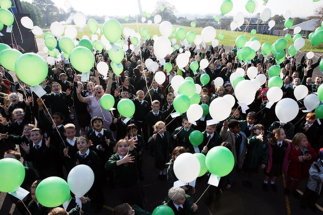 St Aloysius whole school community launched balloons to raise funds for their PTA in 2007