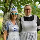 Janet Patrick and Stacey Lyttle celebrating 75 years of the NHS at the Limavady Parkrun.  Credit David McGaffin