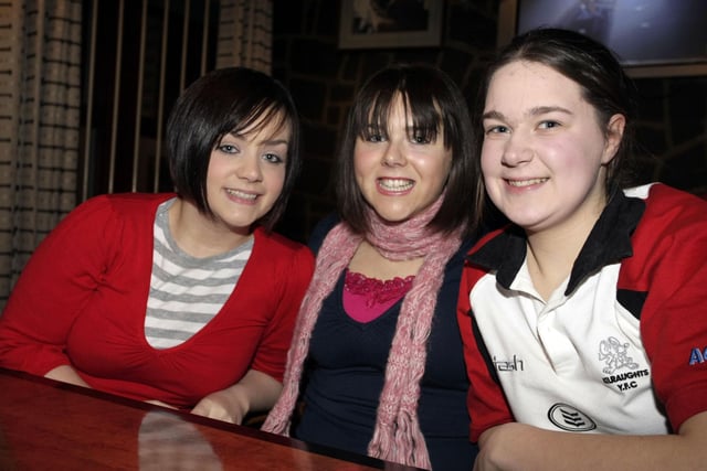 These three girls called themselves 'Two Smarties and a Tube' when they took part in a quiz held  by Kilraughts YFC at the Scenic Inn in 2009