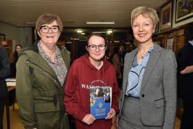 Portadown College principal, Miss Gillian Gibb (right) gives a warm welcome to visitors at this year's open night. Photo: Tony Hendron