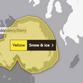 A yellow weather warning has been issued for snow and ice.