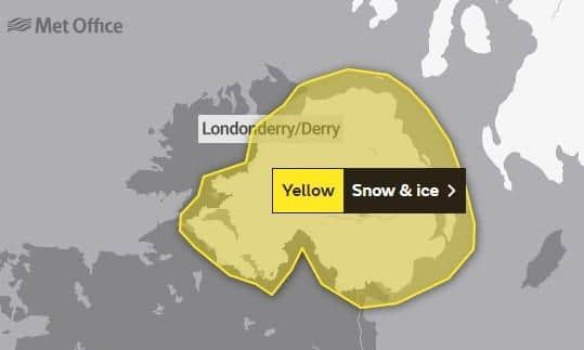 A yellow weather warning has been issued for snow and ice.