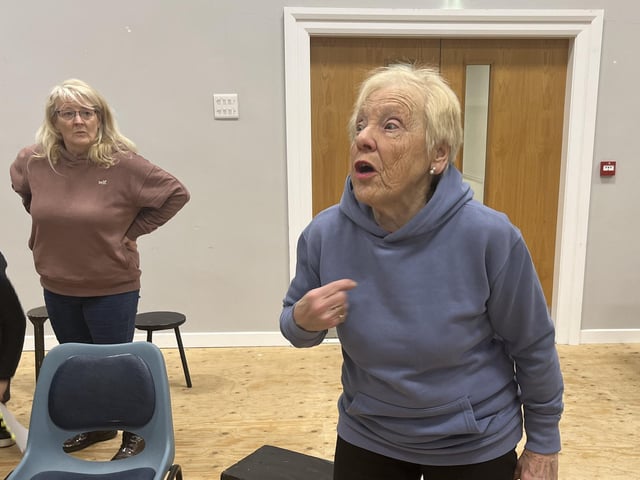Pictured in rehearsals for Ballywillan Drama Group's production of Fiddler on the Roof are Maelisa Cunning and Olive Hemphill.
