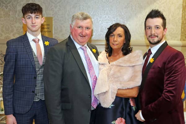 The McGurk family at the last Ball in March 2020, from left brother Simon, dad Gerry, mum Geraldine and Cathal.