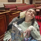 22-year-old Ellie Henry who joined her mother Tracey at Stormont to lobby for continued services for adults with SEN post-school years. Credit Tracey Henry