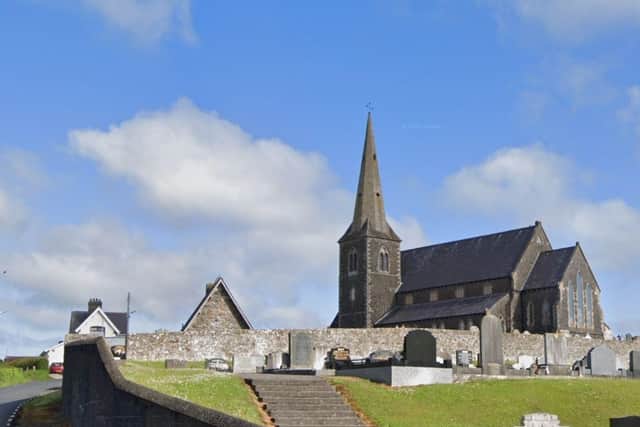 The steeply-pitched roof of Sexton's House is also visible from the graveyard of Drumcree Parish Church. Credit: Google