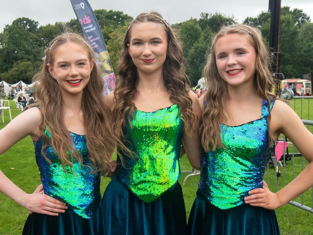 Members of the Trim The Velvet Irish Dance School who entertained the crowd at the Culture In The Park event. Included are from left, Maggie Donnelly, Alexandra Piadlo and Ria Cromie