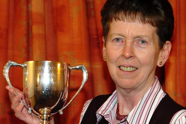 Sandra Evans, winner of the John Watterson Memorial Cup, pictured at the Woods Bowling Club presentation dinner held in the Royal Hotel in 2007.