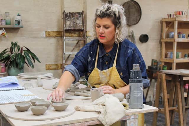 Donna making her chandelier in the final of the Great Pottery Throw Down. Pic credit: Channel 4